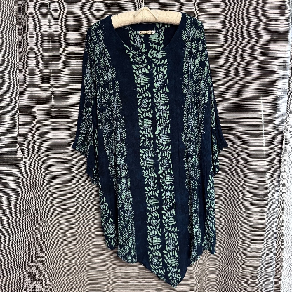 Mission Canyon Indigo/Green Gauze Swim Cover Up One Size (Large)